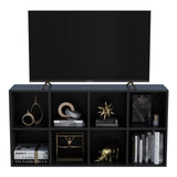 OSCHF 8-Cube Storage Shelf Bookcase - Wooden 4-Tier Floor Standing Open Bookshelf, Modern TV Stand up to 55 Inchs for Home and Office, Black OSCHF