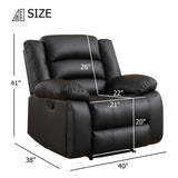 EBELLO Faux Leather Manual Recliner Chair, Single Reclining Sofa Chair Couch with 2 Concealed Cup Holders, Overstuffed Armrest Backrest for Living Room, Bedroom, Meeting Room, Black EBELLO