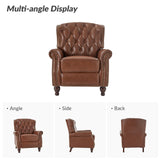 HULALA HOME Genuine Leather Recliner Chair Set of 2 w/Solid Wood Feet, Modern Adjustable Tufted Push Back Arm Chair w/Rivet Decoration, Home Theater Seating Reclining Sofa for Living Room, Brown HULALA HOME