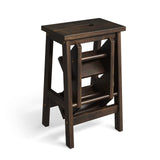 Giantex Folding 3 Tier Step Ladder, Multifunction 3-in-1 Wood Step Stool with Anti-Slip, Convenient Handle, Display Ladder and Storage Shelf for Library, Home Kitchen, Household Work, Garage (Brown) Giantex