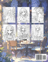 Anime Coloring Book: Anime Food Girls: Manga Art & Food Enthusiasts: Stress Relief Adult Coloring WoodArtSupply