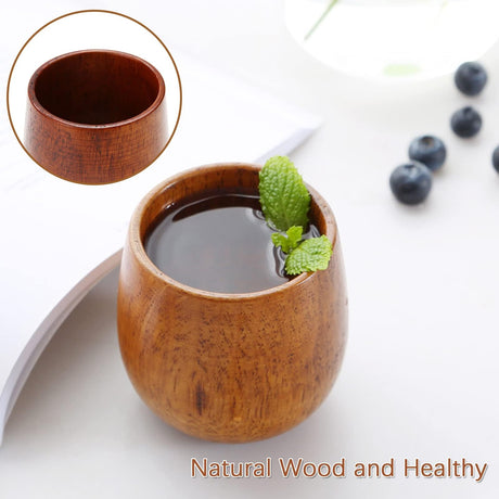 KUCKOW Wooden Tea Cups Top Grade Natural Solid Wood Tea Cup 4 Pack,Wooden Teacups Coffee Mug Wine Mug for drinking Tea Coffee Wine Beer Hot Drinks,100-200 ML Hand-made musoxian