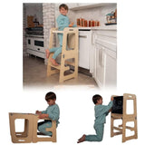 Avenlur Date 4-in-1 Foldable Kitchen Tower - Toddler Step Stool with Chalkboard, Desk Table and Chair - Waldorf and Montessori Kitchen Stool - Kitchen Stool Tower for Toddlers 18 Months to 6 Years Avenlur