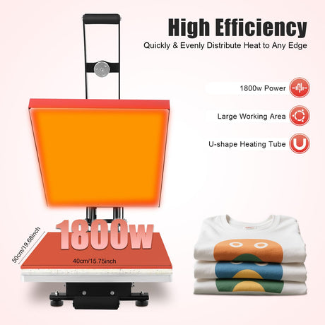 16 “x20” Magnetic Semi-Automatic Heat Press, Automatic Open Heat Press, Digital Sublimation Printer with Slide-Out Base for T-Shirts, Mugs, Cap Boards, Hats Gosangom