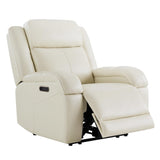 Watson & Whitely Genuine Leather Power Recliner Chairs for Adults, Wall Hugger RV Recliner with Power Headrest & Charging Ports, Electric Recliner Sofa Chair for Living Room, Cream Watson & Whitely