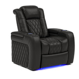 Valencia Tuscany Home Theater Seat - Nappa Leather Power Recliner with Cool Gel Memory Foam, USB-C/A Charging, RGB LED Lights, Adjustable Lumbar & Headrest (Single Recliner,Black) VALENCIA THEATER SEATING