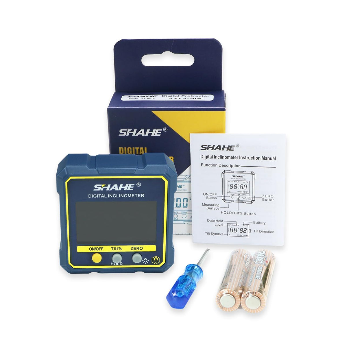 SHAHE Digital Angle Gauge Magnetic Protractor Inclinometer Level Angle Finder Angle Cube Level Box with Magnetic Base and Backlight SHAHE