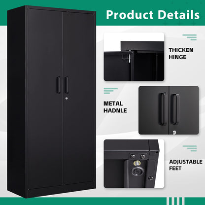 Letaya Metal Storage Cabinets Locker with Lock Door, 72'' Clothing Coat Steel Storage Freestanding Wardrobe for Office, Home, School, Employee,Gym,Fire Department (Black) - WoodArtSupply