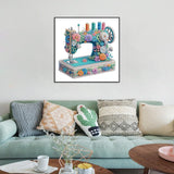 Anuver Sewing Machine Diamond Painting Kits for Adults, 5D Special Shape Crystal Rhinestones Diamond Painting for Beginners, Diamond Art Kits for Home Wall Decoration, 12×12 Inch Anuver