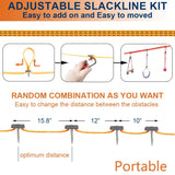 50FT Jungle Gym Ninja Warrior Training Equipment Hanging Monkey Bar, Adjust Kids Adults Obstacles Course Backyard Playground Trapeze Playset- Climb Rope Ladder, Wood Swing Bar, Ninja Ring, Monkey Fist Hokilands