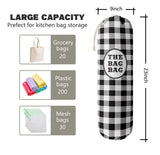 Black White Buffalo Check Plaid Grocery Bags Holder Organizer For Shopping Bags，Wall Mount Plastic Bags Storage Container Dispensers, Kitchen Housewarming Gifts For Women Family Friends Grandma Mom HiLus