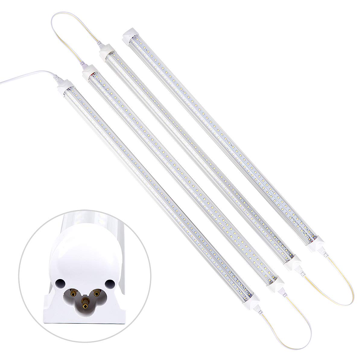 Singteam 10Pack 8Ft LED Shop Light Fixture, 90W Integrated LED Tube Light,10000LM, 6500K, Clear Cover,High Output,Double Row V Shape 270 Degree LED Lighting for Garage Warehouse Workshop Basement Singteam