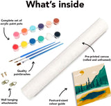 FQOVKYN 4 Pack Sunset Paint by Number for Adults Beginners, DIY Landscapes Paint by Numbers on Canvas, Acrylic Easy Painting by Numbers Oil Painting Kits for Home Wall Decor (8x8in) FQOVKYN