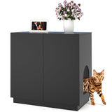 Amunrbrek Litter Box Enclosure, Large Litter Box Furniture, Modern Cat Litter Box Enclosure Furniture with Storage, Side Cabinet (Black) amunrbrek