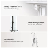 FITUEYES Iron Base Universal Floor TV Stand with Swivel Tilt, TV Mount Stand for 32-75 Inch Screens, Corner TV Stand with Height Adjustable Entertainment Shelves (White) FITUEYES