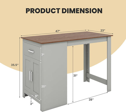 Bar & Dining Table, Light Grey & Burly Wood