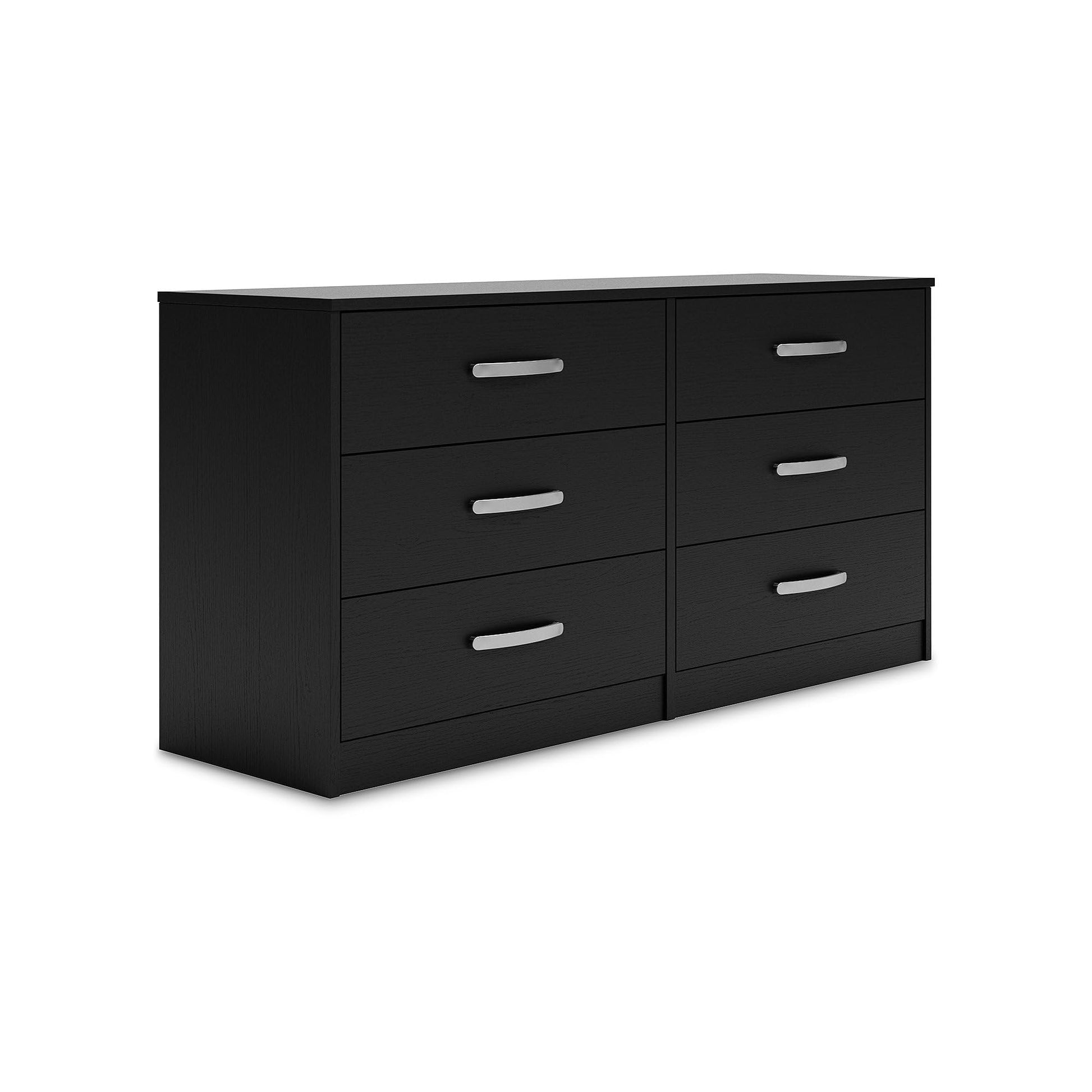 Signature Design by Ashley Finch Modern 6 Drawer Dresser with Ball-bearing Construction and Safety Stop, Black - WoodArtSupply