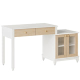 Tribesigns Office Desk with Storage, Reversible Computer Desk with Drawers and Printer Space, Modern Study Writing Table Workstation for Home Office, Bedroom (White + Light Walnut) Tribesigns