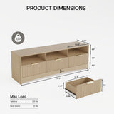 Amada TV Stand for 50-65" TV, Fluted Modern TV Stand Entertainment Center with Drawers and Open Shelf, Waveform Panel, Sleek Curved Profile Media TV Console Table for Living Room, Bedroom, Nature Oak AMADA HOMEFURNISHING