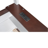 Merax Queen Over Queen Bunk Bed with Built-in Shelves for Teens Adults, Wood Bunk Bed with Light, USB Charging Station, No Box Spring Needed, White Brown Merax