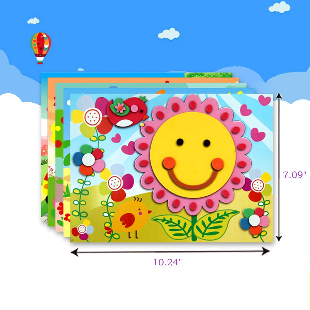 20 Pcs EVA Foam Stickers Mosaic Sticker Art Kits for Kids,DIY Cartoon Animal Painting Stickers Class Drawing Sticker Puzzle Art Craft Kit for Girls Boys Preschool Activities Early Learning Games WYNAKESHU