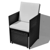 FAMIROSA 11 Piece Outdoor Dining Set Poly Rattan and Acacia Wood Black FAMIROSA