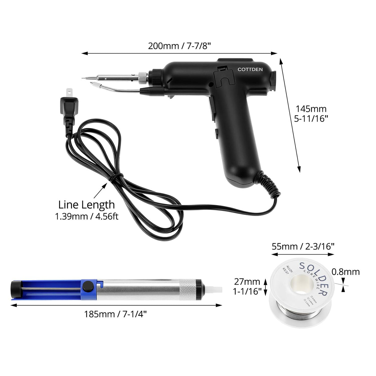 QWORK Soldering Iron Kit, 80W 110V Automatic Soldering Gun, Fast Heating Corded Electric Welding Gun with Welding Wire, Ceramic Heater QWORK