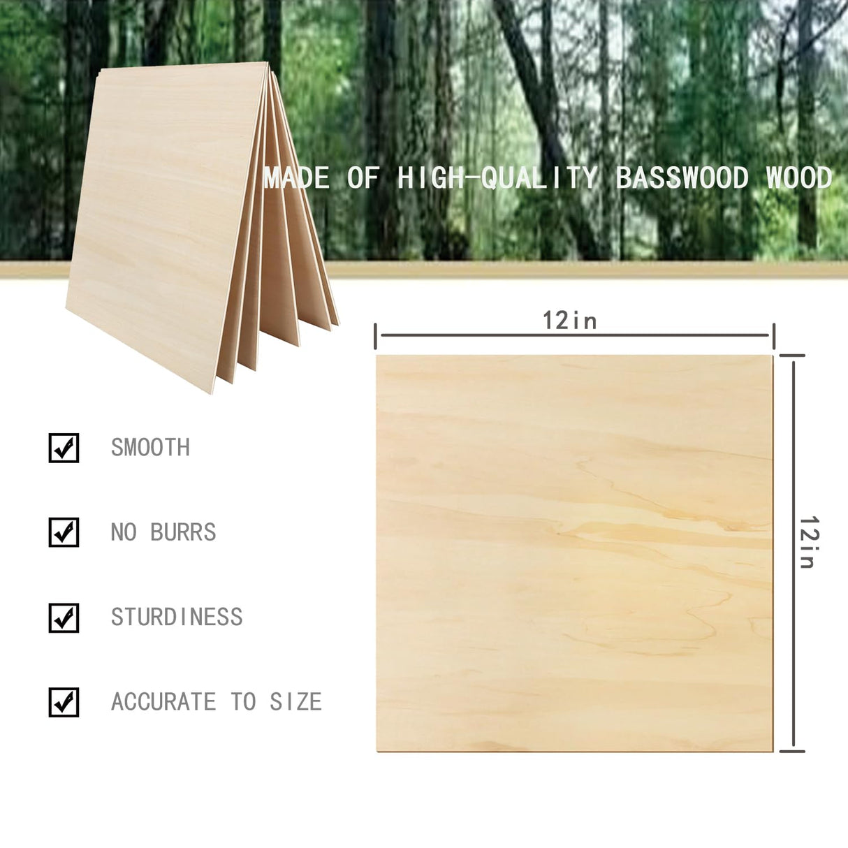 Cassny Unfinished Wood Pieces,30 Pack Basswood Sheets 1/16,Basswood Plywood Wood Sheets for Crafts,Perfect for Painting,Drawing,Laser,Wood Engraving,Wood Burning and CNC Cutting (12 x 12 inch-1.5mm) Cassny