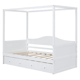 Merax Twin Size Canopy Day Bed with Trundle, White Merax