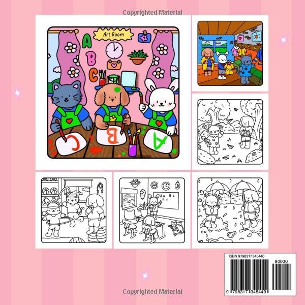 School Friends: A cute and cozy coloring book for all ages WoodArtSupply