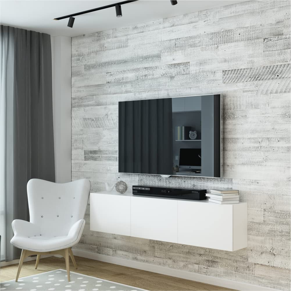 White Reclaimed Barnwood Planks Weathered Distressed Antique Tile Slat Boards for Paneling Wood Wall Wooden Backdrop Rustic Farmhouse Decor Backsplash DIY Crafts 47" Length (12, Width 5 inс) RFH