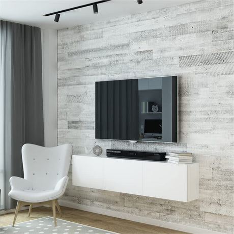 White Reclaimed Barnwood Planks Weathered Distressed Antique Tile Slat Boards for Paneling Wood Wall Wooden Backdrop Rustic Farmhouse Decor Backsplash DIY Crafts 47" Length (12, Width 5 inс) RFH