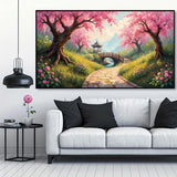 Pixendra Landscape Diamond Art Kits for Adults,DIY 5D Sakura Diamond Painting Kits for Beginners,Bridge Round Full Drill Diamond Dots Picture Gem Art Craft for Home Wall Gifts 15.7x27.5 inch Pixendra