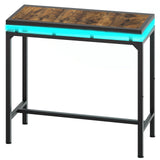 YATINEY Bar Table with LED Lights, Counter Height Table, Bar Height Table, Pub Table, Gaming Table, Metal Frame, for Living Room, Dining Room, Pub, Rustic Brown and Black BT01DBR YATINEY