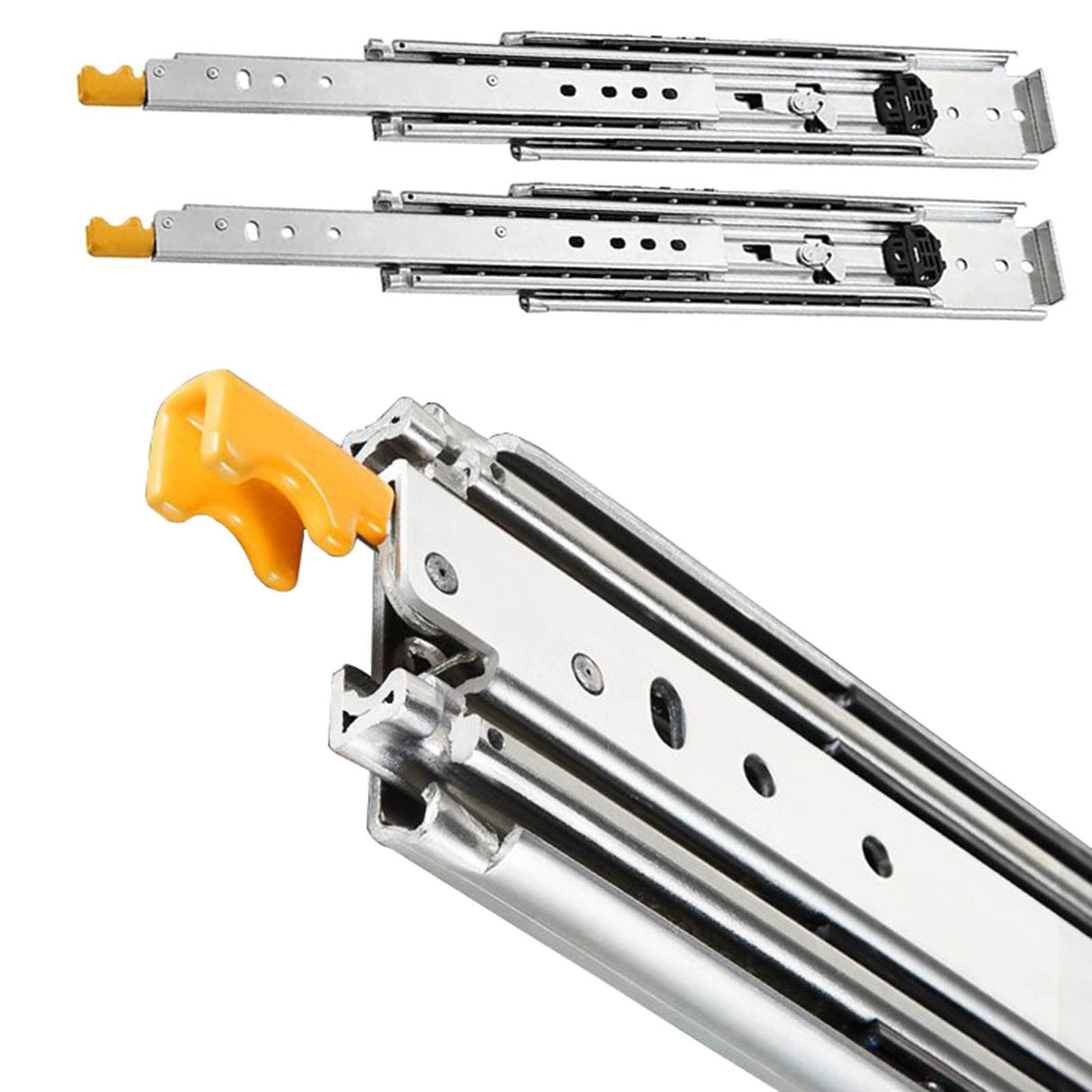 2pcs Heavy Duty Locking Drawer Slide, Steel Metal Full Extension Drawer Slides Side Mount 40" 48" 56" 64" 72" 80", 400 Lb Load Capacity, for Retrofitting Motorhomes/Roll Out Shelves (Size : 64in(160c Generic