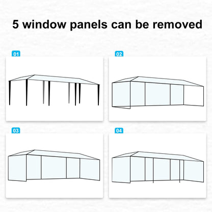 10' x 30' Outdoor Canopy Tent with 5 Removable Sidewalls, Party Tent Wedding Tents for Parties with Waterproof PE Cover, Ropes & Stakes, Backyard Tent Event Tent for Birthday, Celebration & Holidays