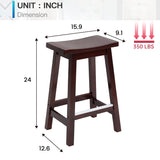 PayLessHere Bar Stools Set of 2 for Kitchen Counter Solid Wooden Saddle Stools 24-Inch Height Home Furniture Barstool, Brown PayLessHere