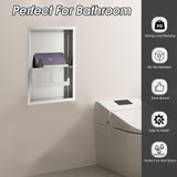 TRYWELL Recessed Toilet Paper Holder Stainless Steel Brushed Shower Niche No Tile Needed Bathroom Shelves Niche for Wall Tissue Storage Decor BK01-SS TRYWELL