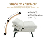 Modern Teddy Velvet Convertible Folding Futon Couch Sofa Bed Adjustable Pillow Top Arm Memory Foam Couch Double Loveseat Sofa for Compact Living Space,Dorm,Game Studio,Apartment,Bedroom (White Teddy) Klwenas Maec