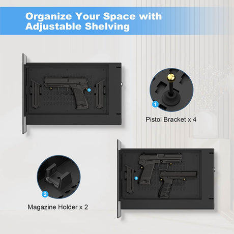 Biometric Gun Safe for Handgun, Pistol Safe with Fingerprint & KEY Access, Tree of Life Tempered Glass Hidden Gun Storage with Decor Function For Wall-Mounted PJJSZST