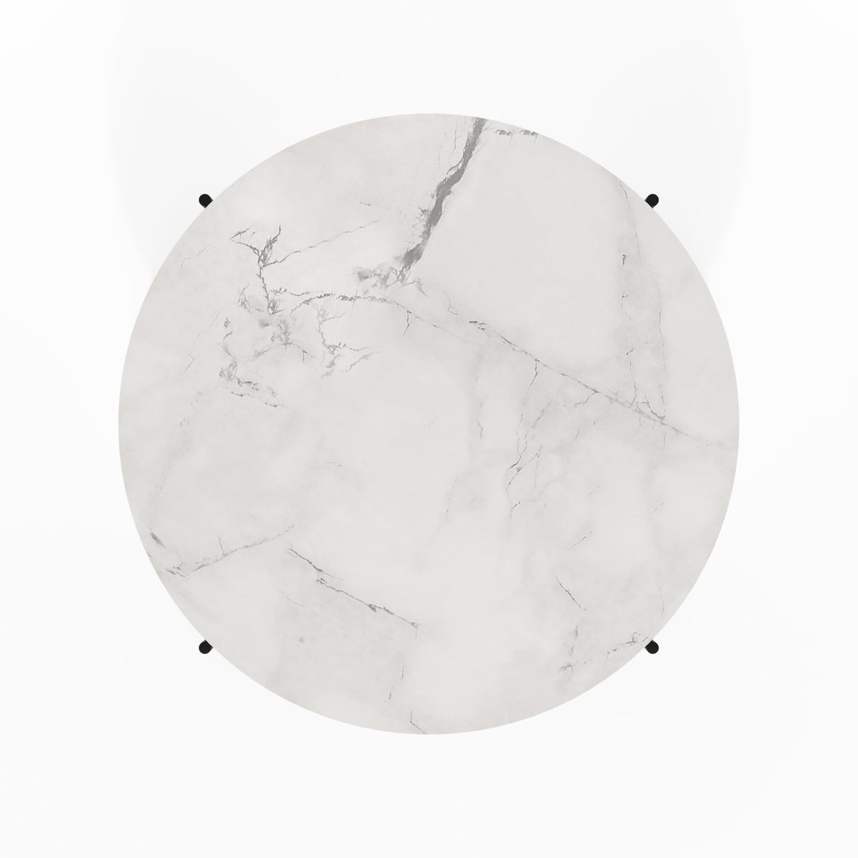 Furinno Besi 2-Tier Modern Round Coffee Table Table with Sturdy Metal Legs, Marble White/Black Furinno