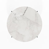 Furinno Besi 2-Tier Modern Round Coffee Table Table with Sturdy Metal Legs, Marble White/Black Furinno