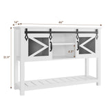 GAOMON Farmhouse Entryway Table with Sliding Barn Doors, Sofa Table with Storage and Open Shelf, Console Tables for Entryway, Hallway, White GAOMON