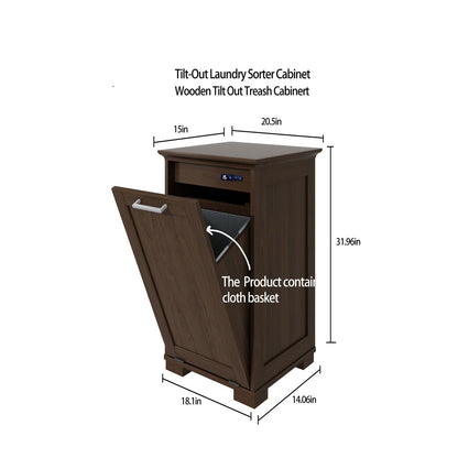 UpWiew Tilt Out Trash Cabinet Wooden, Single Door 10 Gallons, Dark Walnut - WoodArtSupply