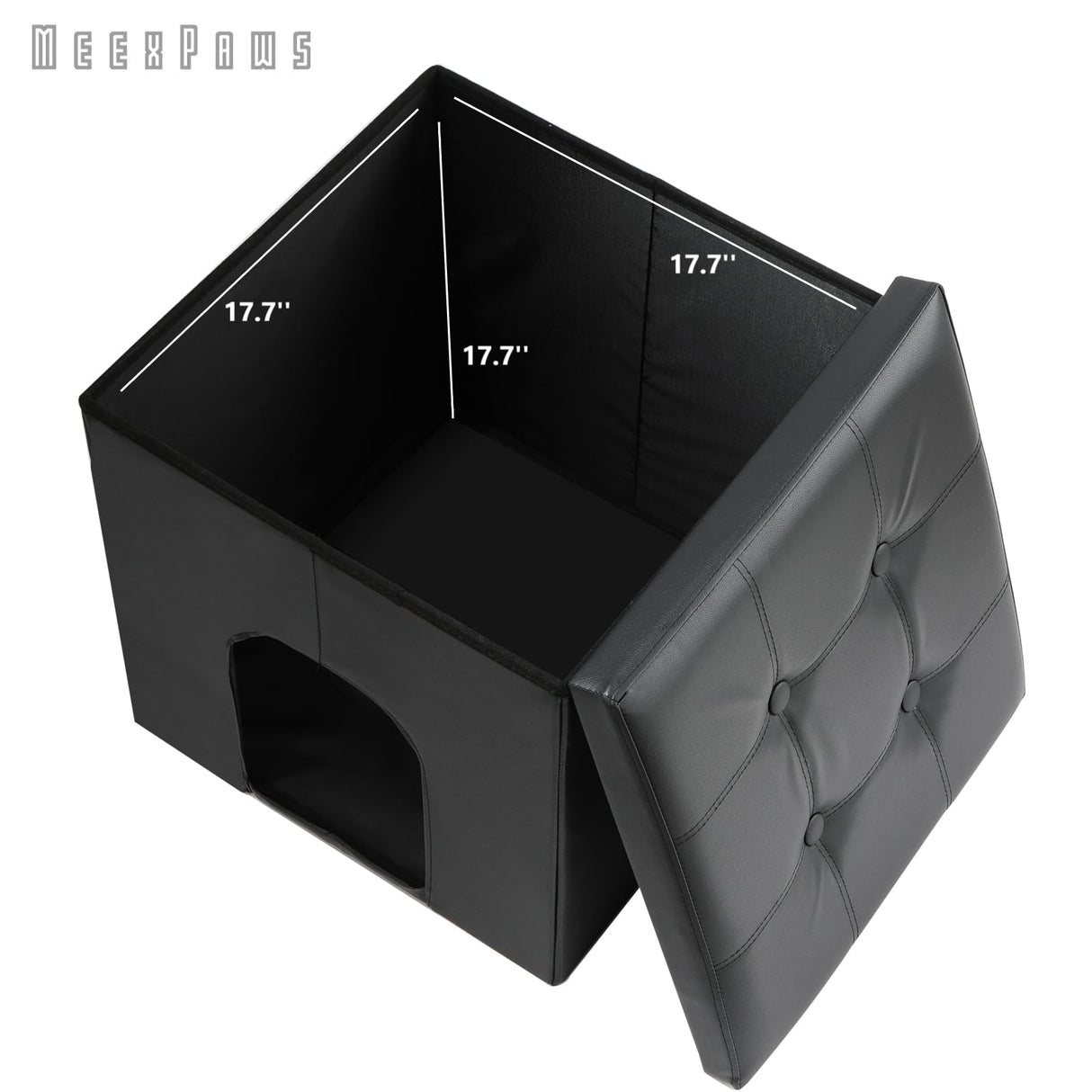 MEEXPAWS Cat Litter Box Enclosure Furniture Hidden, Cat Washroom Bench Storage Cabinet Small 19.7'' x 19.7'' x 19.7''| Dog Proof | Waterproof Inside | Easy Clean | Easy Assembly | Odor Control(Black) MEEXPAWS