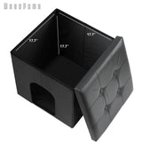 MEEXPAWS Cat Litter Box Enclosure Furniture Hidden, Cat Washroom Bench Storage Cabinet Small 19.7'' x 19.7'' x 19.7''| Dog Proof | Waterproof Inside | Easy Clean | Easy Assembly | Odor Control(Black) MEEXPAWS