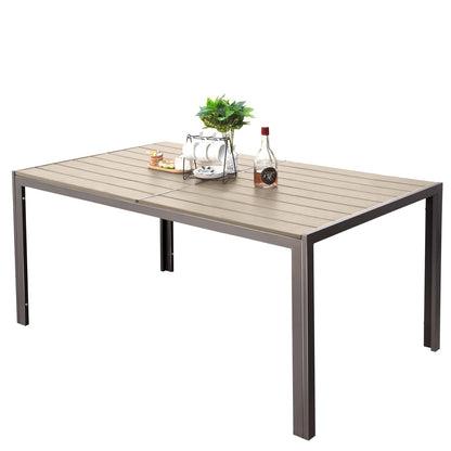 Devoko Patio Dining Table for 6 Outdoor Patio Table 59" x 35" Weather-Resistant Rectangular Table for Deck, Garden, Backyard - WoodArtSupply