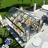 AMERLIFE 8x12x7FT Polycarbonate Greenhouse, Walk in Greenhouse with Quick-Connect System, Green House with 4 Vent Windows and Swing Lockable Door, Greenhouses for Outdoors, Sunroom Black AMERLIFE