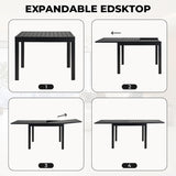 Grand patio 9-Piece Patio Dining Set for 8, E-Coated Outdoor Dining Set Swivel Patio Dining Chairs with Olefin Cushions & 1 Black Extendable Rectangular Faux Woodgrain Table for 6-8 Person Grand patio