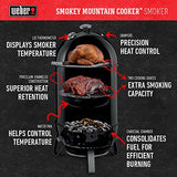 Weber 18-inch Smokey Mountain Cooker, Charcoal Smoker,Black Weber